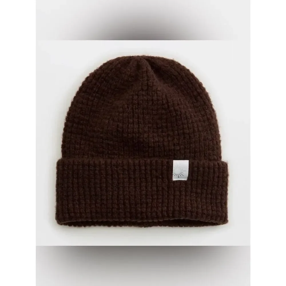 OFFLINE Brown Deep Earth Waffle Knit Beanie Hat